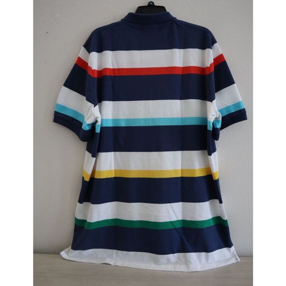 Polo Ralph Lauren Men's Sz XL Blue Multi Striped Classic Fit Mesh Polo Shirt - Picture 2 of 12